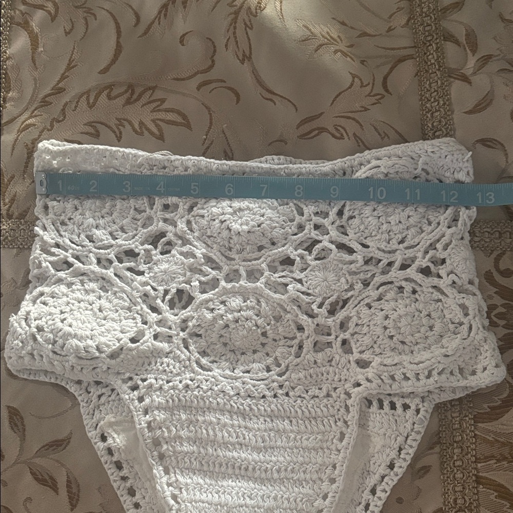 White Crochet High-Waisted Bikini Bottom - Picture 6 of 7
